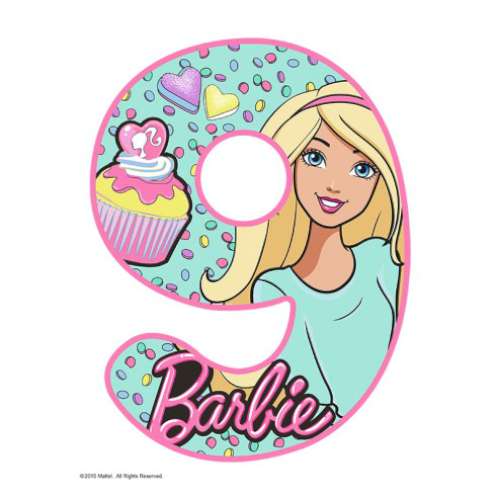 Barbie Number 9 Edible Icing Image - Click Image to Close